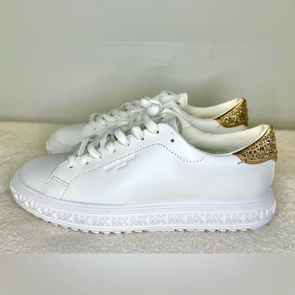Michael Kors Women’s Grove Embellished Leather Sneaker - Size 6.5 - Picture 2 of 10